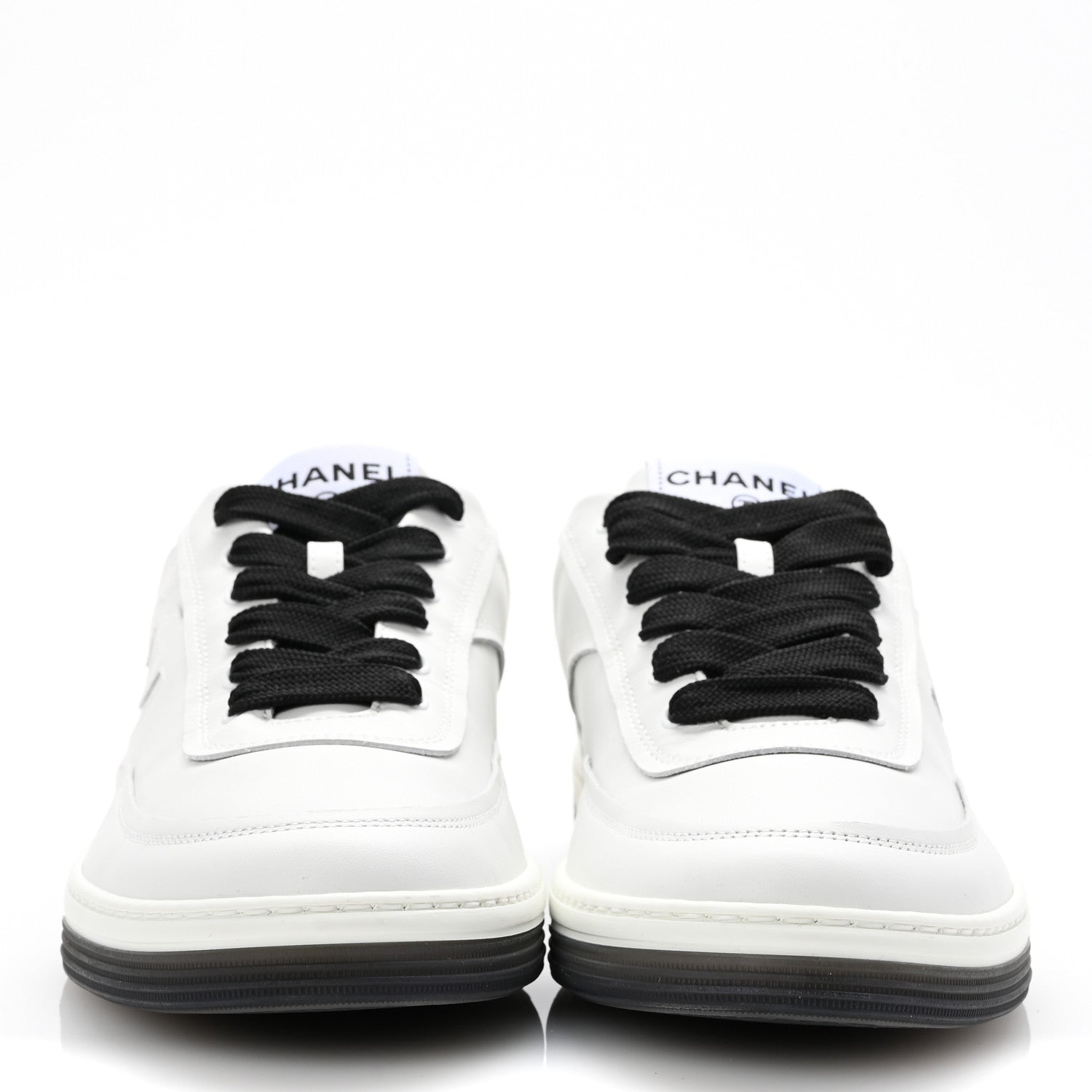Chanel Calfskin CC Womens Sneakers 40 White Black 3 of 13