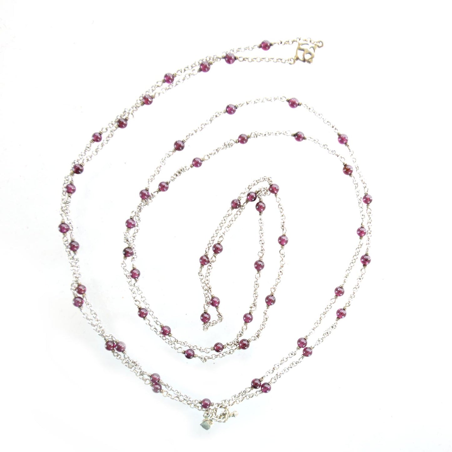 Sterling Silver Garnet Bead Chain Necklace