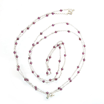 David Yurman Sterling Silver Garnet Bead Chain Necklace 1 of 6