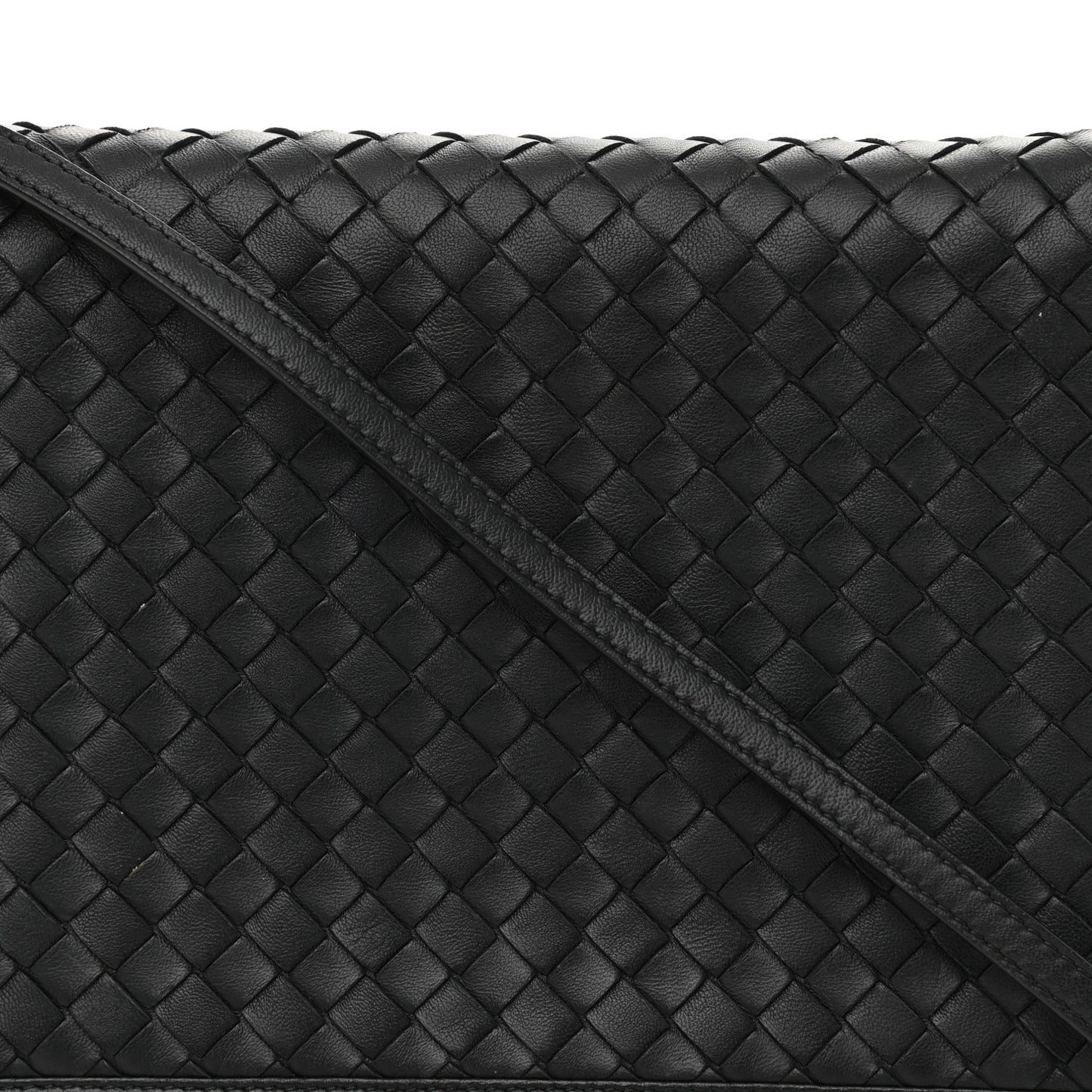 Nappa Intrecciato Crossbody Messenger Flap Black