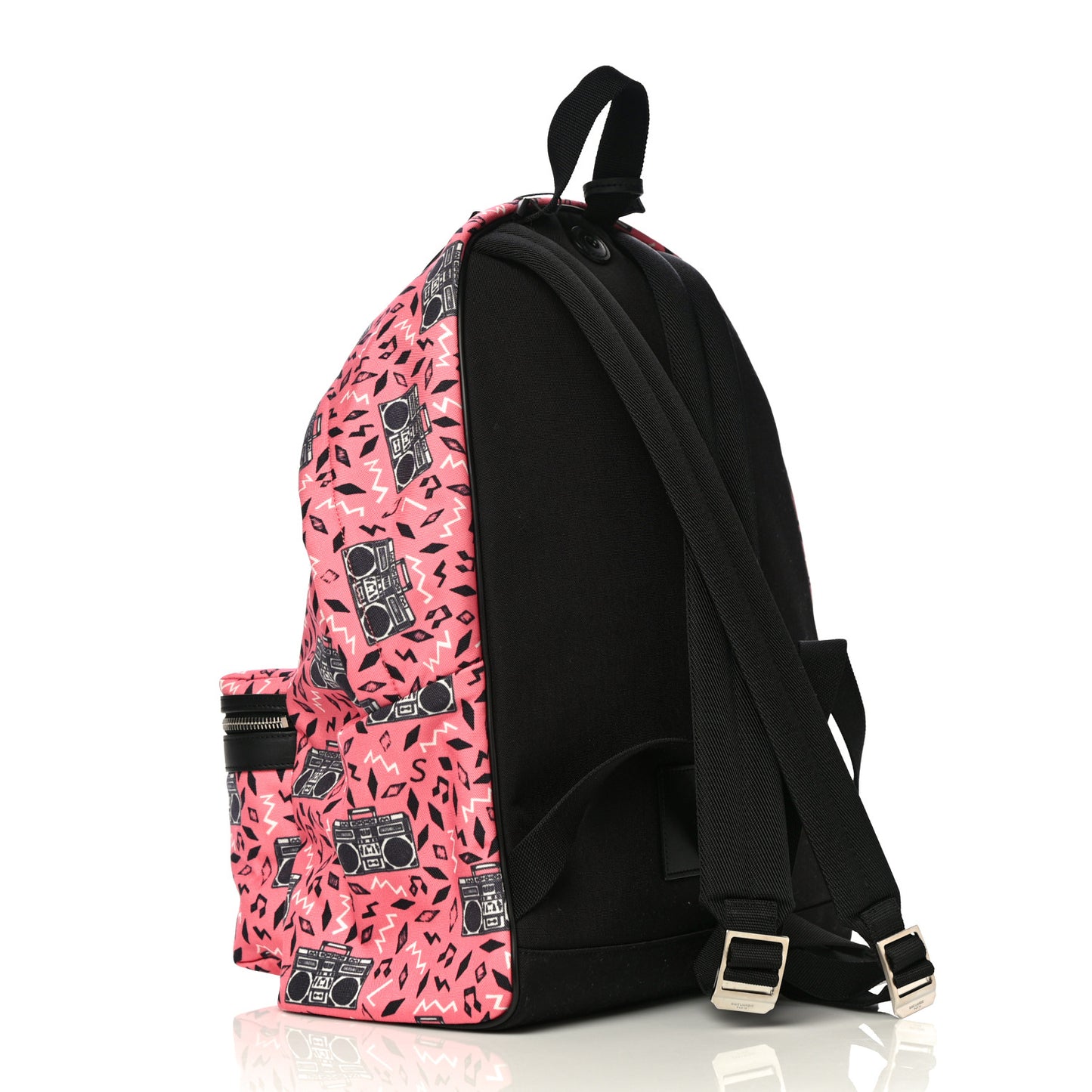 Canvas Radio Print City Backpack Pink