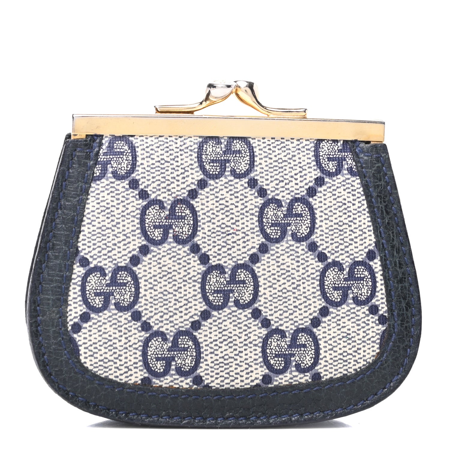Gucci GG Supreme Monogram Coin Purse Beige Blue 1 of 9