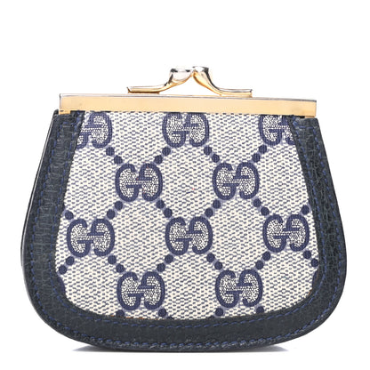 Gucci GG Supreme Monogram Coin Purse Beige Blue 1 of 9