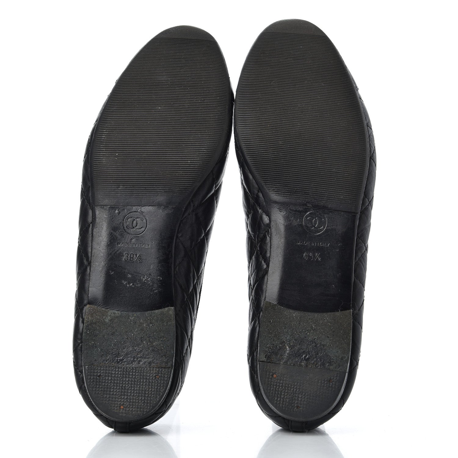 Chanel Aged Calfskin Quilted CC Cap Toe Ballerina Flats 39.5 Black 5 of 21