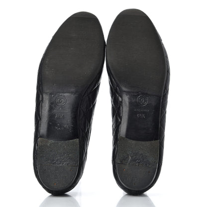 Chanel Aged Calfskin Quilted CC Cap Toe Ballerina Flats 39.5 Black 5 of 21