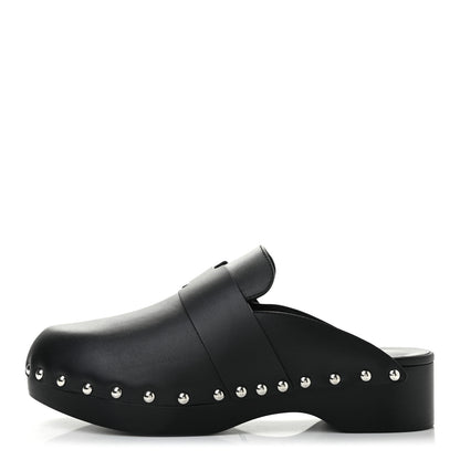 Hermes Calfskin Calya Mules 37 Black 1 of 8