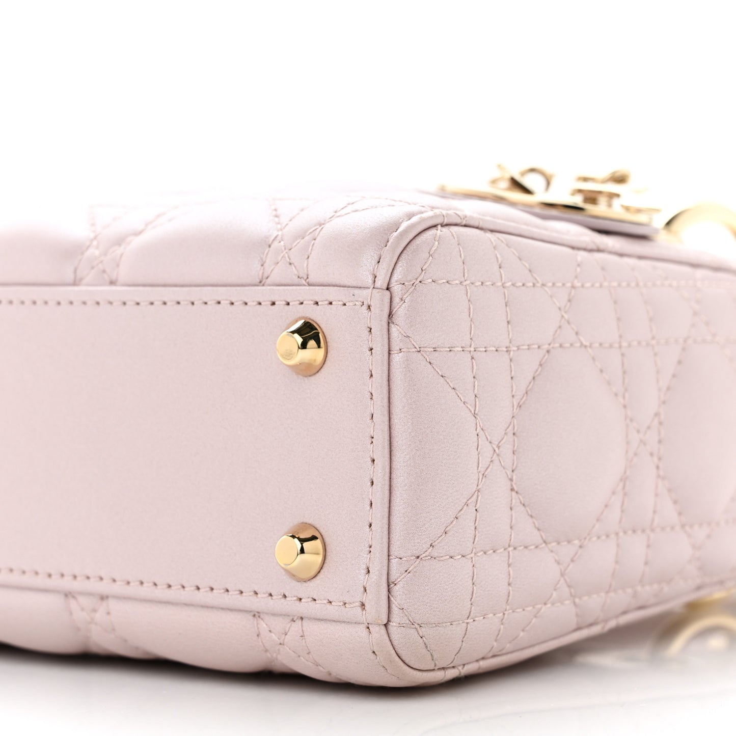 Metallic Lambskin Cannage Mini Lady Dior Lotus