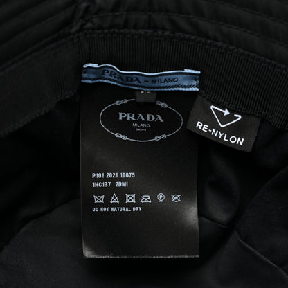 Prada Re-Nylon Metal Triangle Logo Womens Bucket Hat M Black 7 of 7