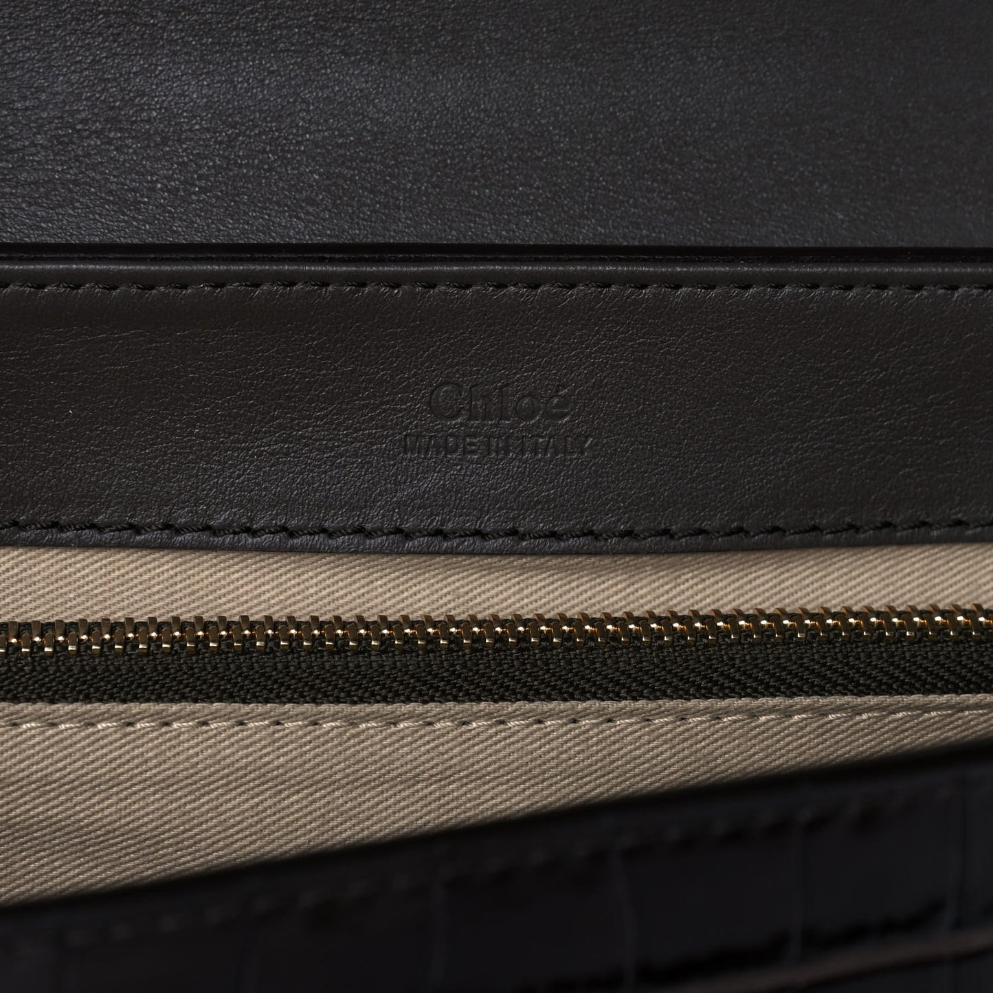 Calfskin Crocodile Embossed Medium C Double Carry Profound Brown