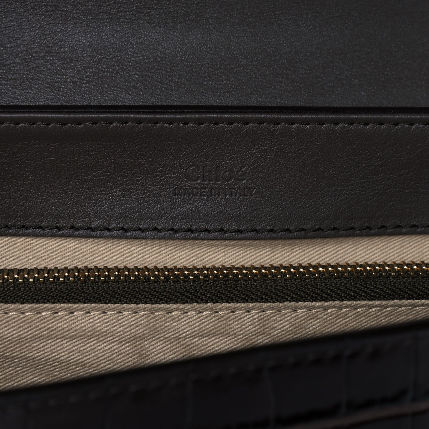 Chloe Calfskin Crocodile Embossed Medium C Double Carry Profound Brown 6 of 13