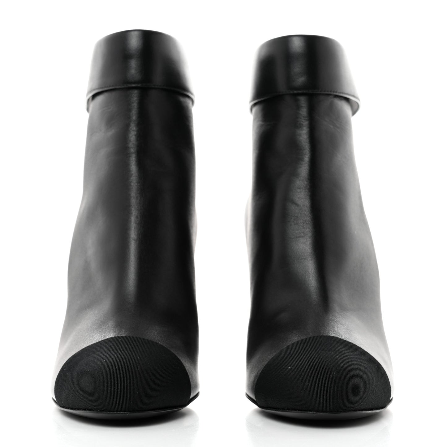 Lambskin Grosgrain Triangle & Collar 90 Ankle Boots 35 Black