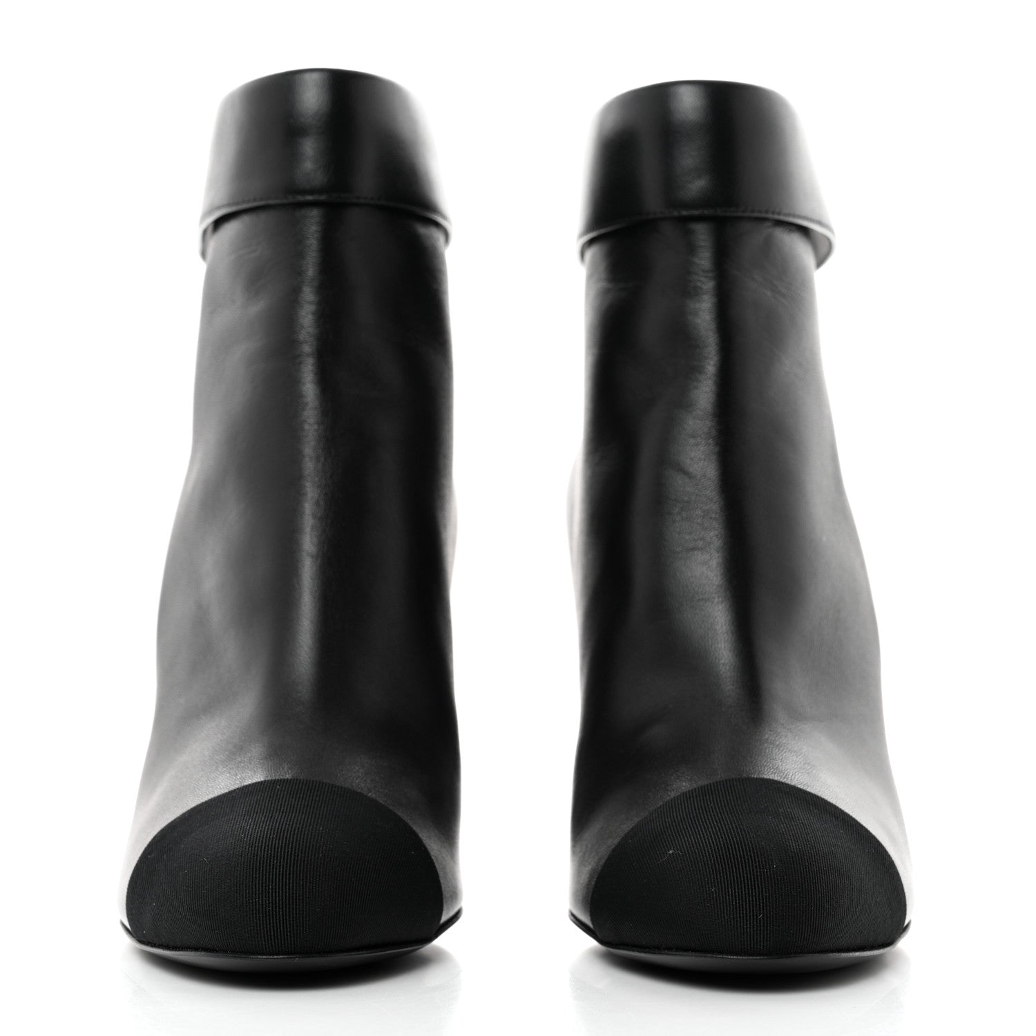Chanel Lambskin Grosgrain Triangle & Collar 90 Ankle Boots 35 Black 2 of 9