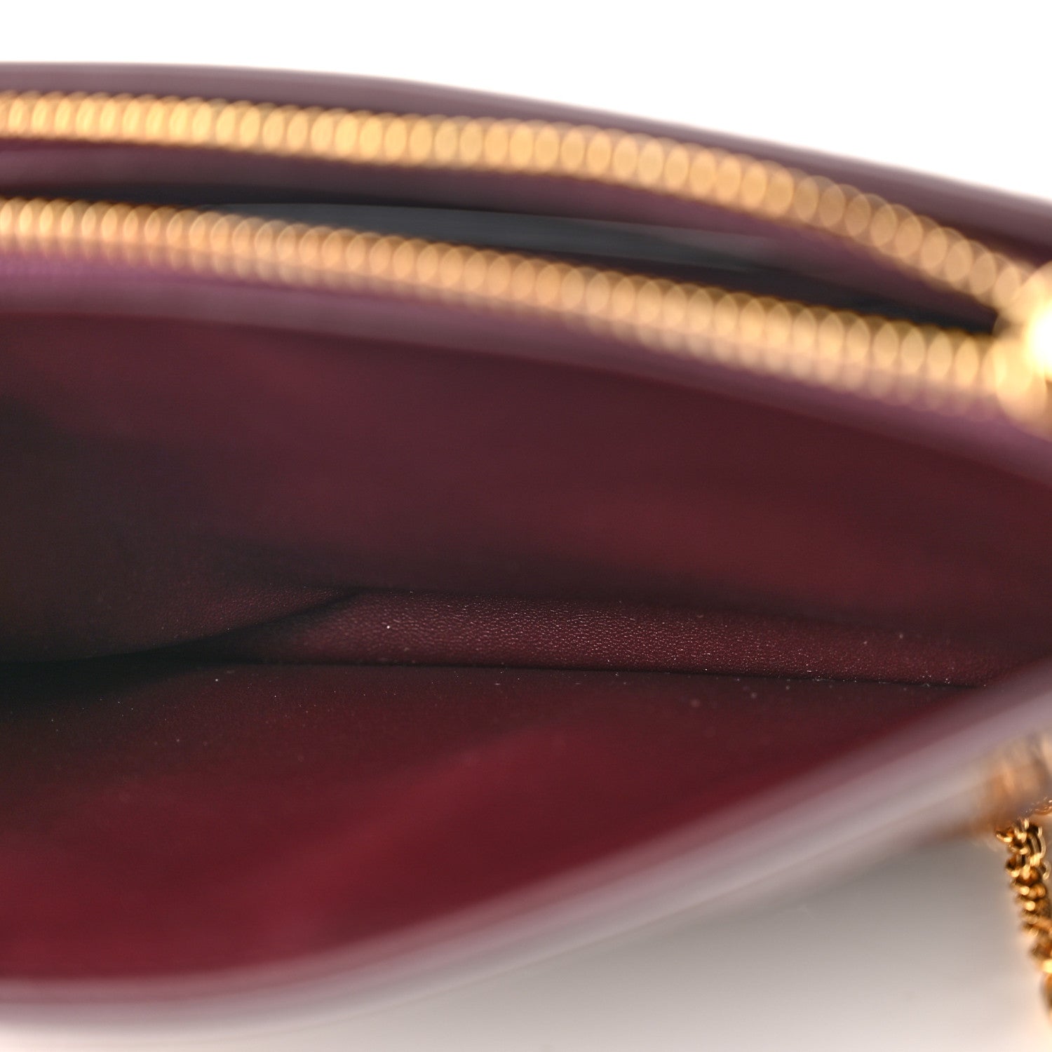 Christian Dior Patent Cannage Caro Zipped Pouch With Chain Amaranth 5 of 12