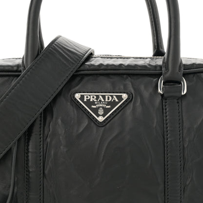 Prada Nappa Antique Medium Re-Edition 2001 Two Handle Bag Black 9 of 12