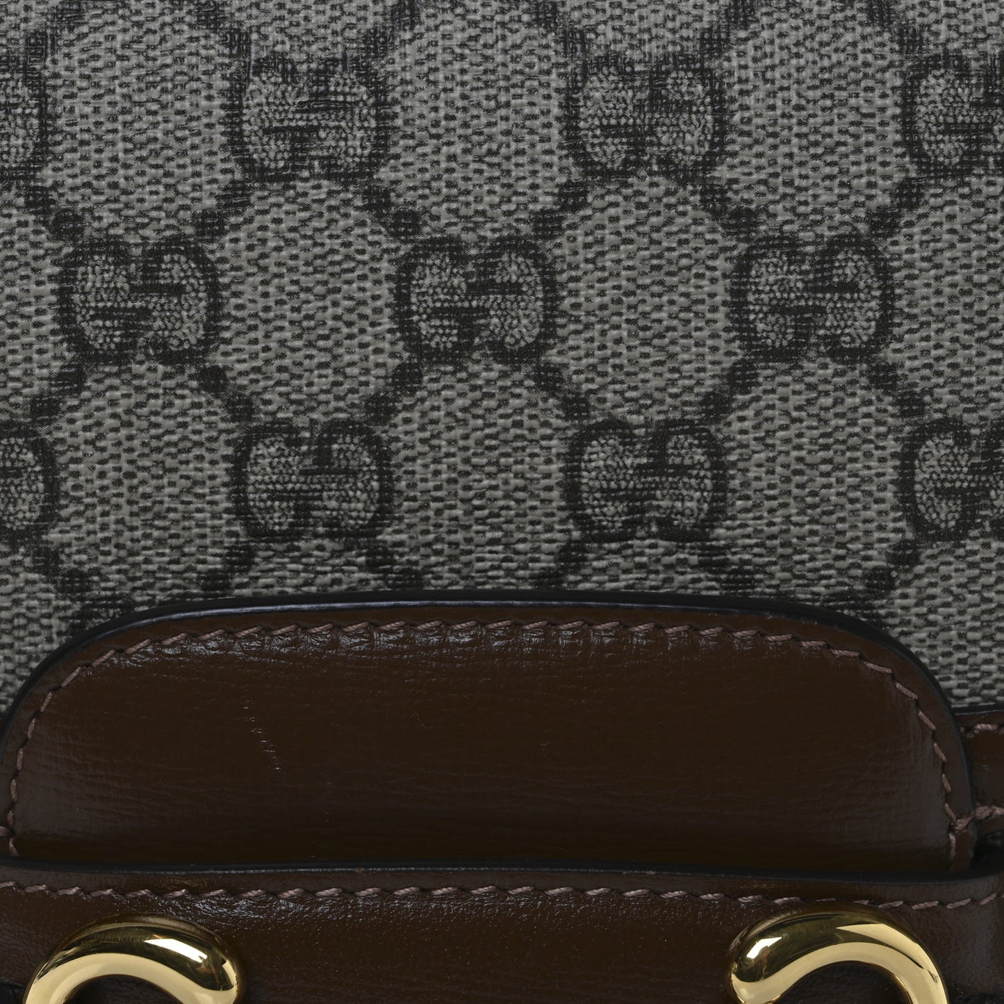 GG Supreme Monogram Horsebit 1955 Shoulder Bag Beige Brown Sugar