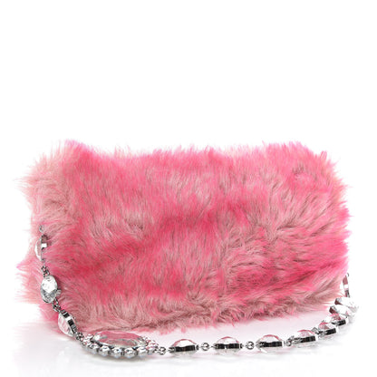 Miu Miu Mink Faux Fur Crystal Flap Clutch Pink 3 of 11