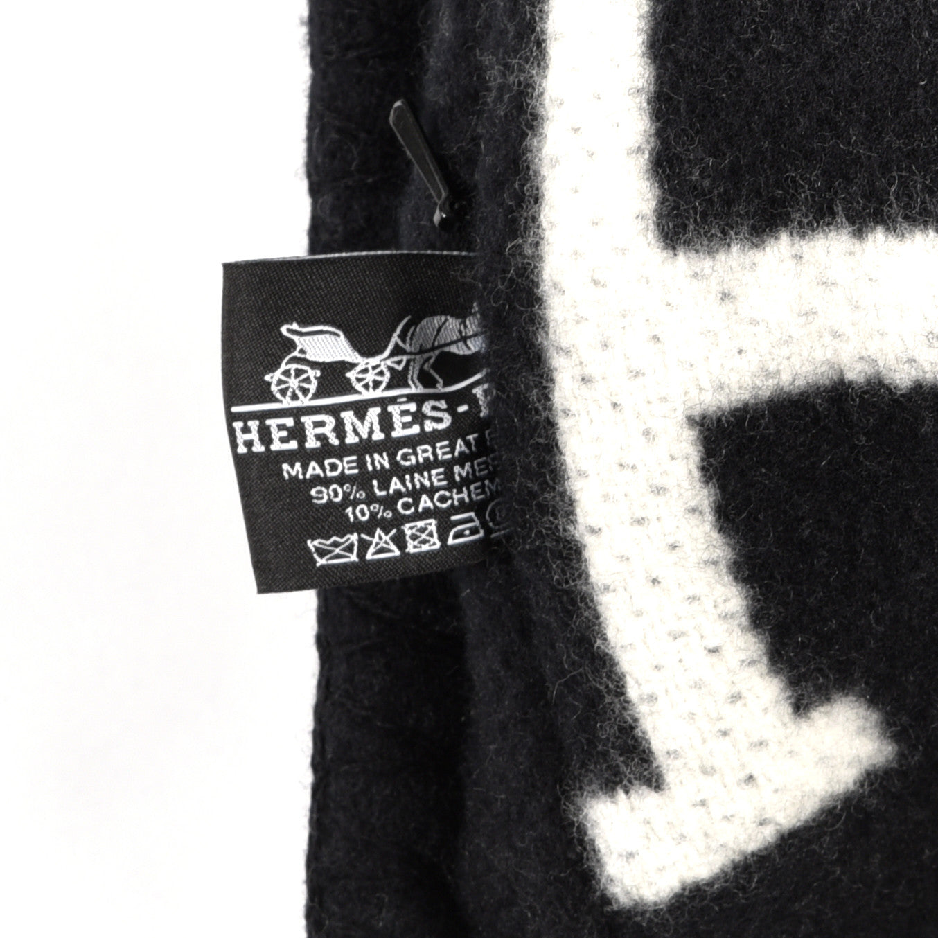Hermes Wool Cashmere Avalon III Pillow PM Ecru Black 3 of 3