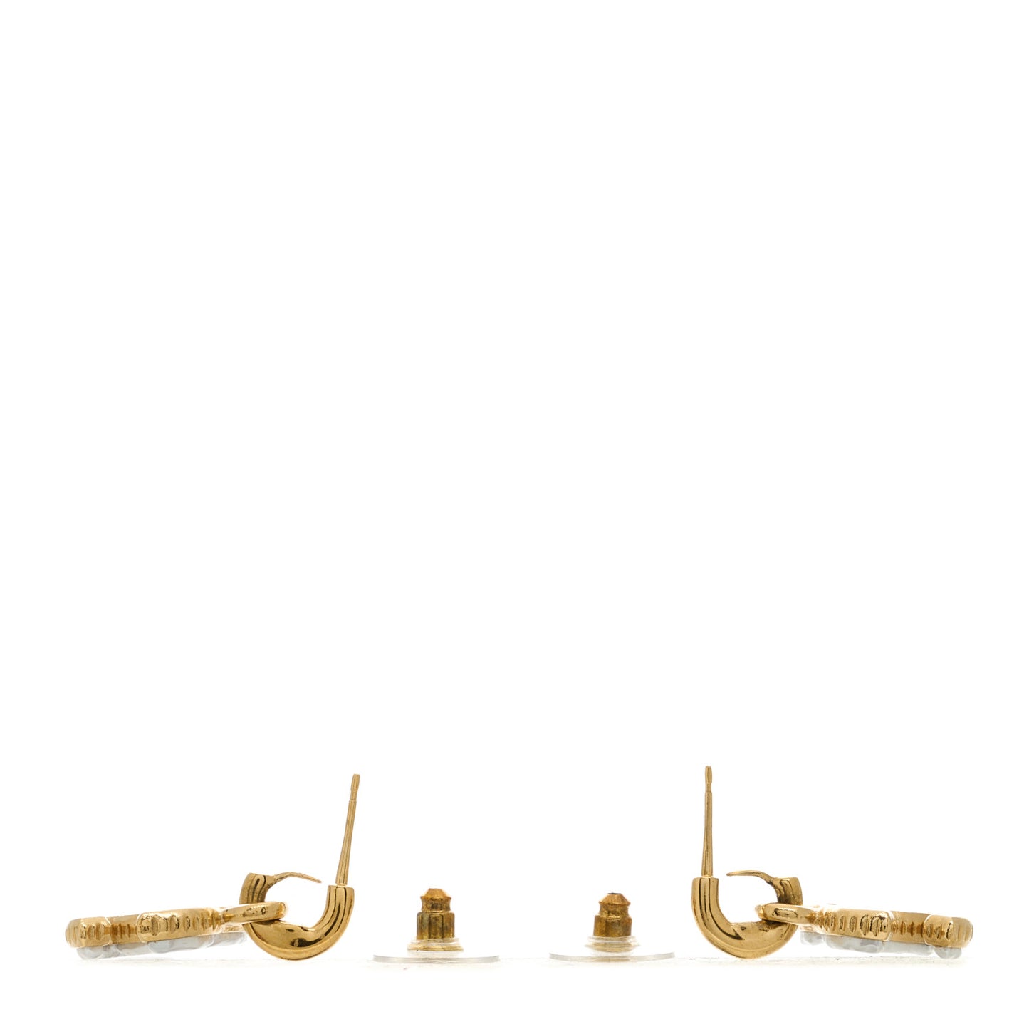 Metal Enamel CC Drop Earrings White Gold