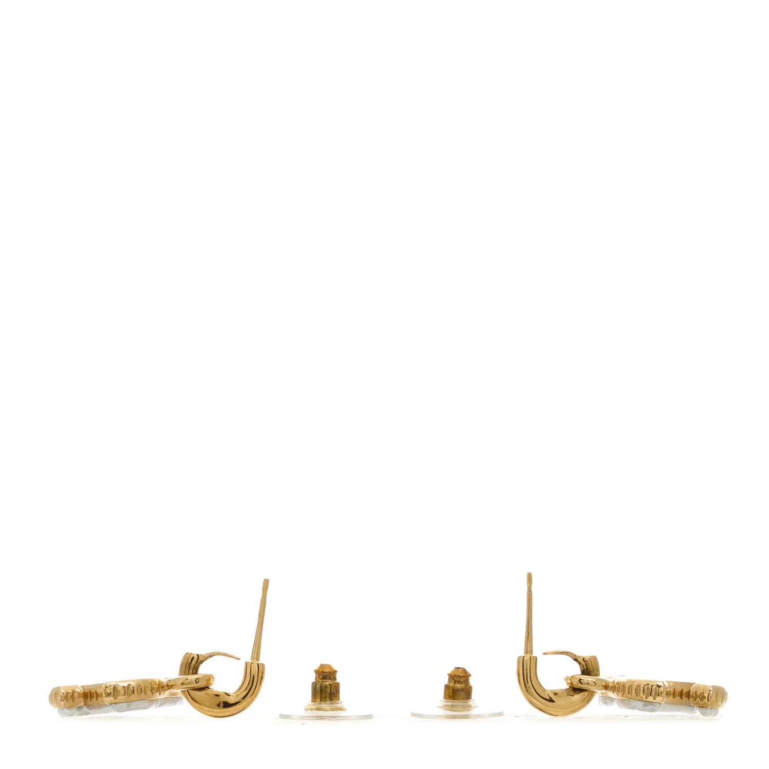 Chanel Metal Enamel CC Drop Earrings White Gold 3 of 5