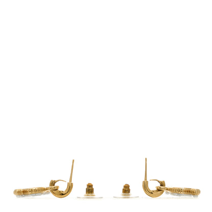 Chanel Metal Enamel CC Drop Earrings White Gold 3 of 5
