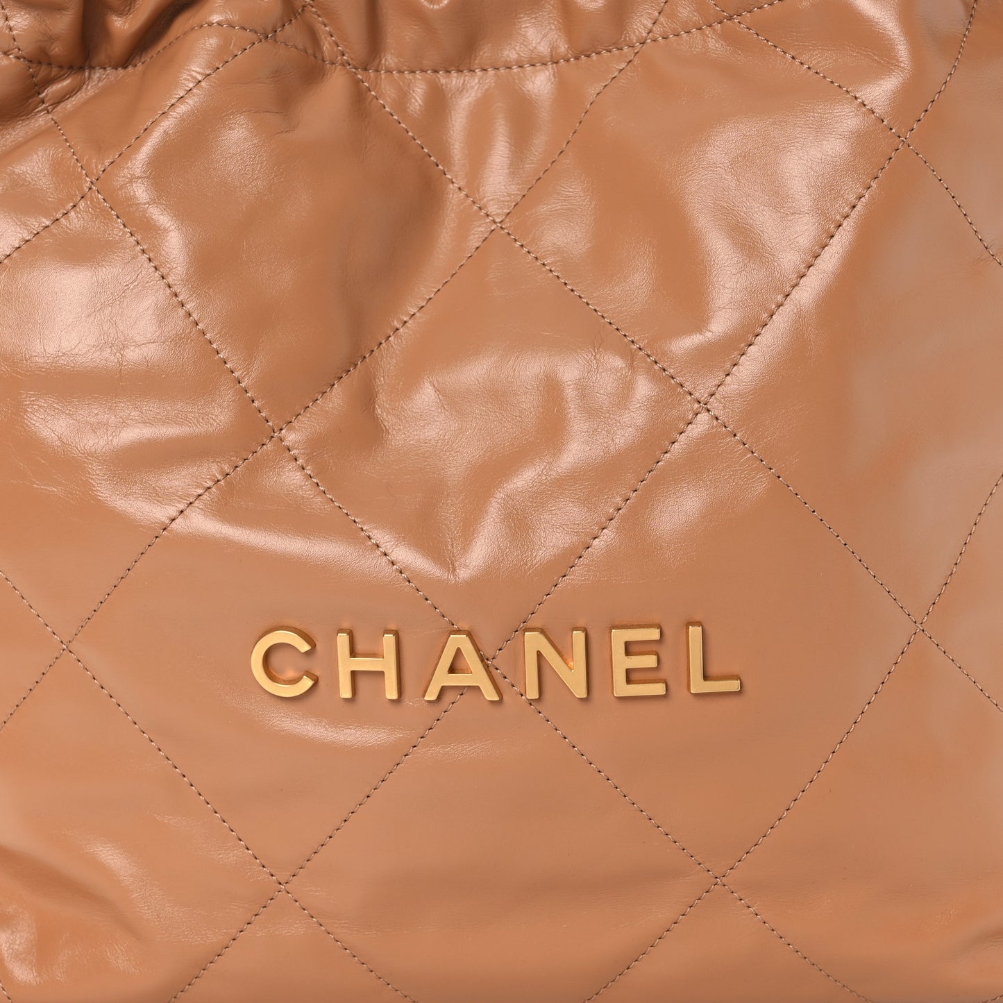 Shiny Calfskin Quilted Small Chanel 22 Beige