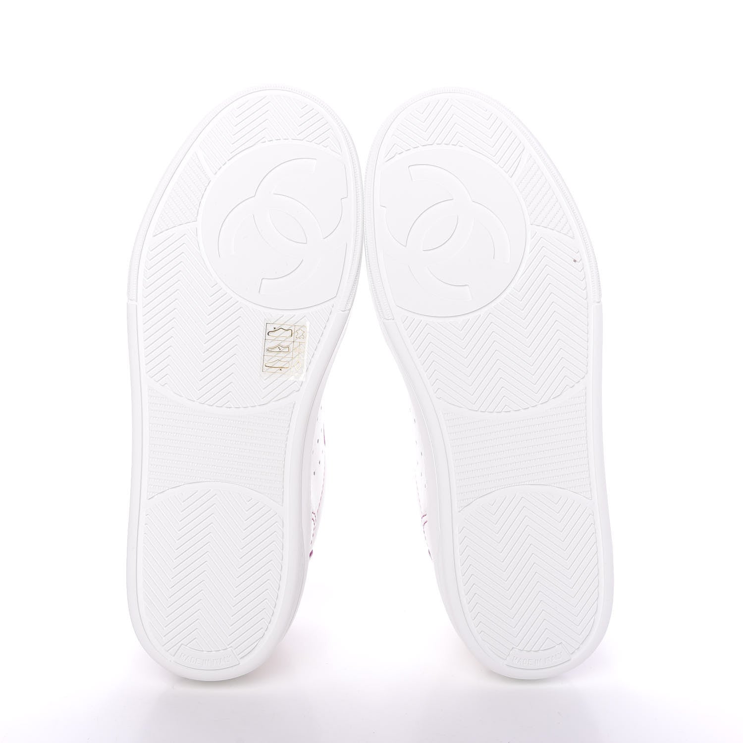 Chanel Calfskin Womens Logo Sneakers 37 White Pink 6 of 10