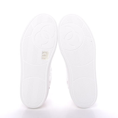 Chanel Calfskin Womens Logo Sneakers 37 White Pink 6 of 10