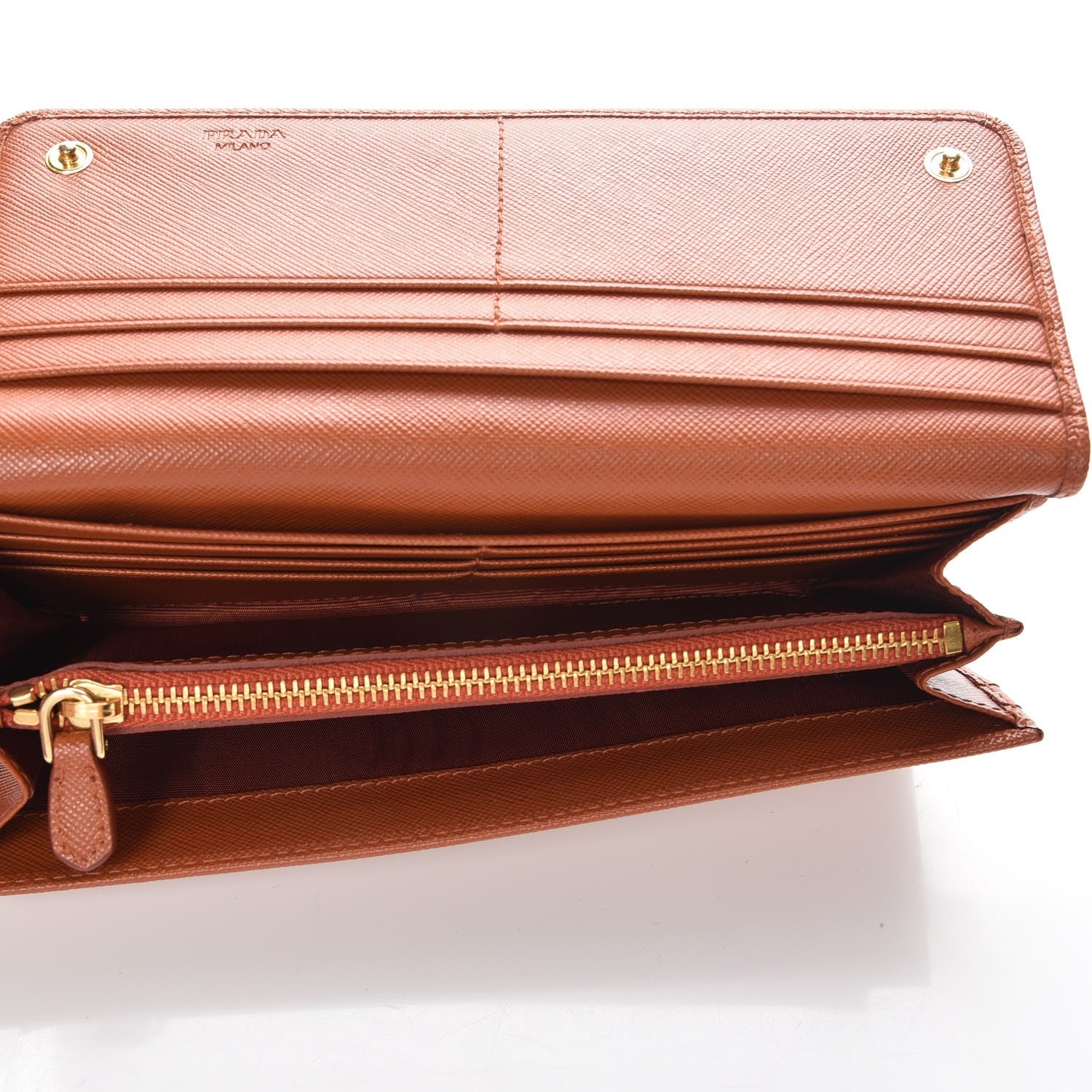 Prada Saffiano Metal Continental Flap Wallet Rame 5 of 7