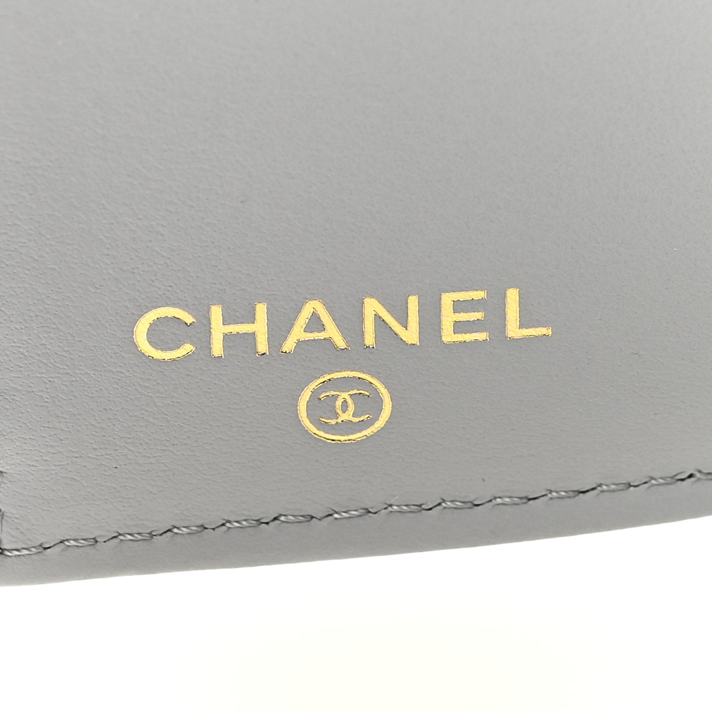 Caviar Quilted Textured CC Double Flap Wallet Grey