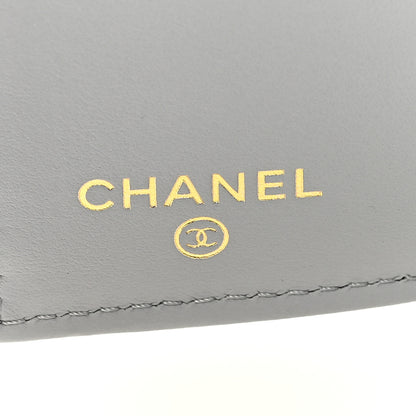 Chanel Caviar Quilted Textured CC Double Flap Wallet Grey 6 of 8