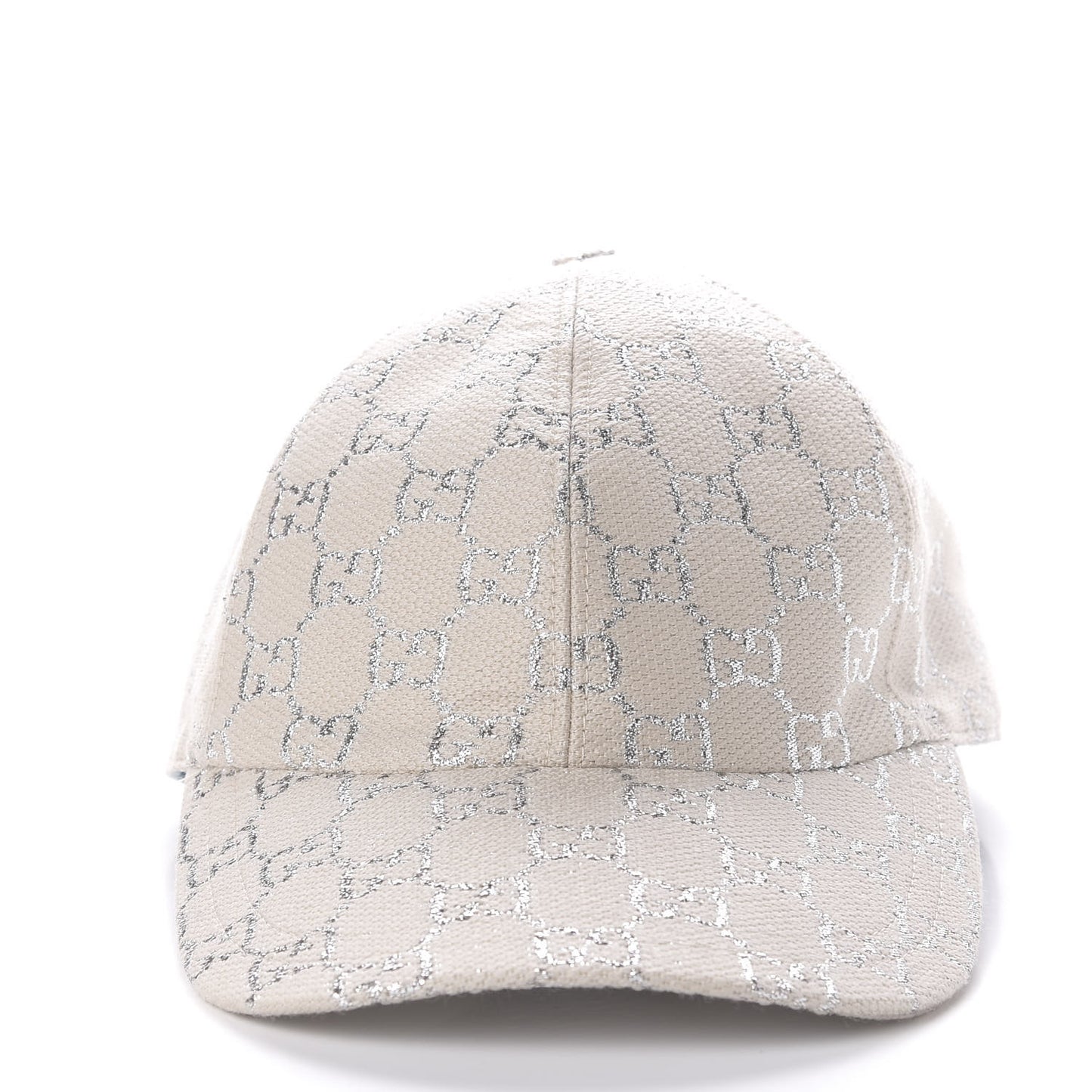 Canvas Lame GG Monogram Rush Baseball Hat M Gardenia Silver