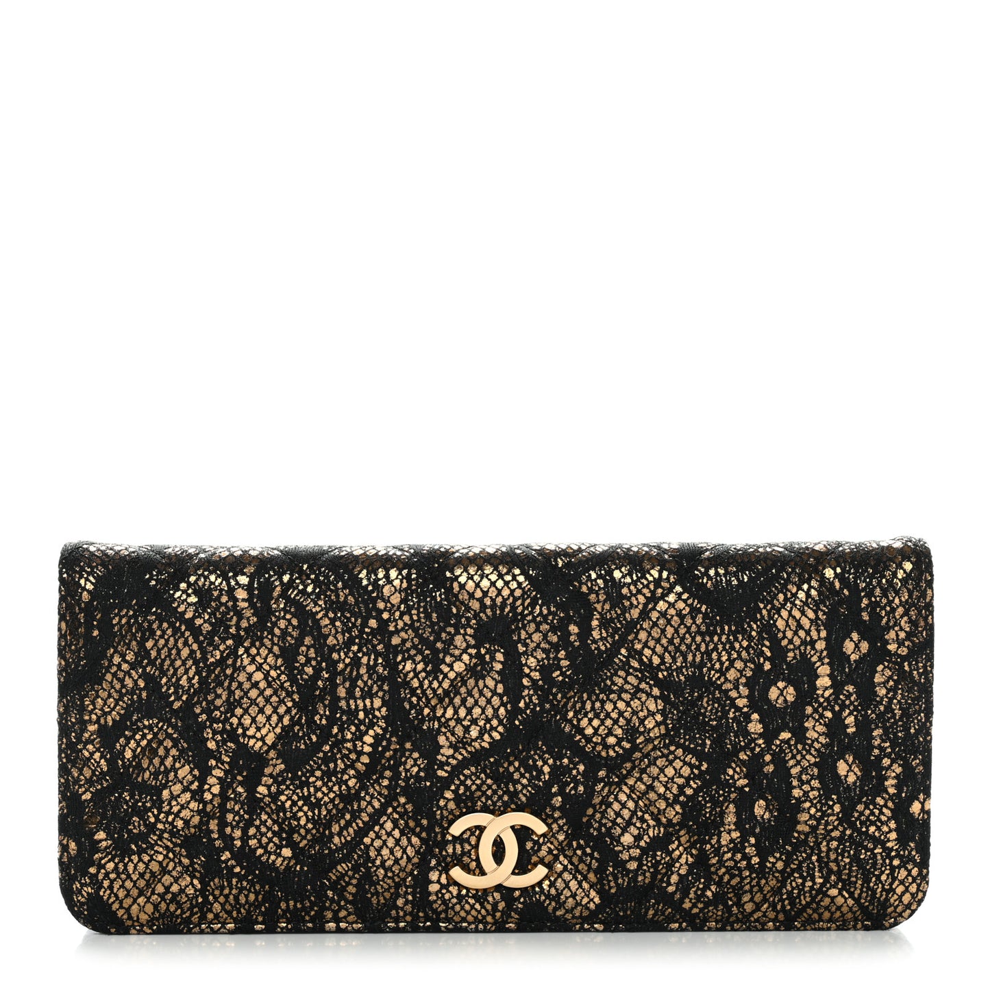 Metallic Tweed Quilted Clutch Black Gold
