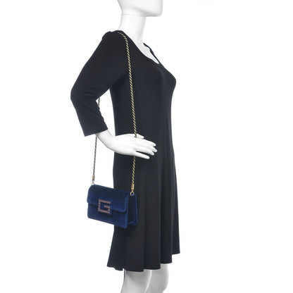 Gucci Velvet Crystal Square G Shoulder Bag Cobalt Blue 2 of 11