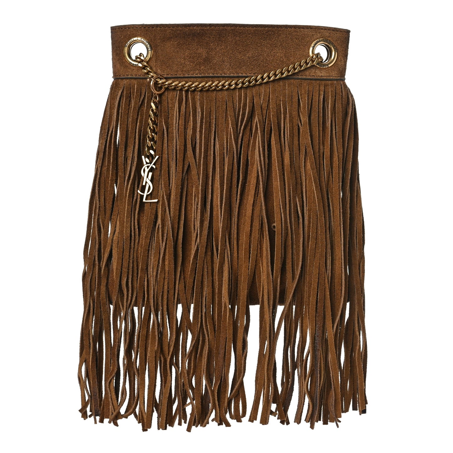 Suede Calfskin Small Grace Fringed Hobo Bag Light Ocre
