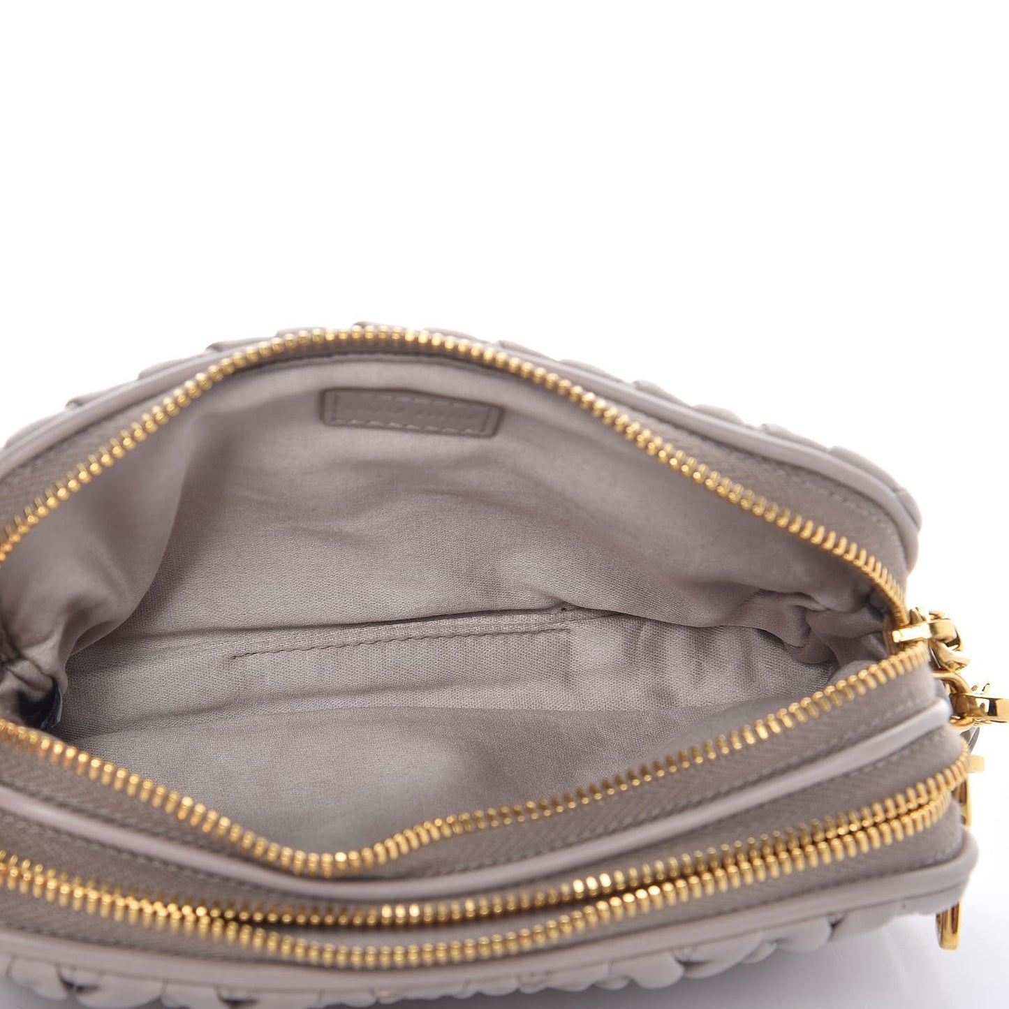 Nappa Matelasse Double Zip Pochette Clutch Pomice