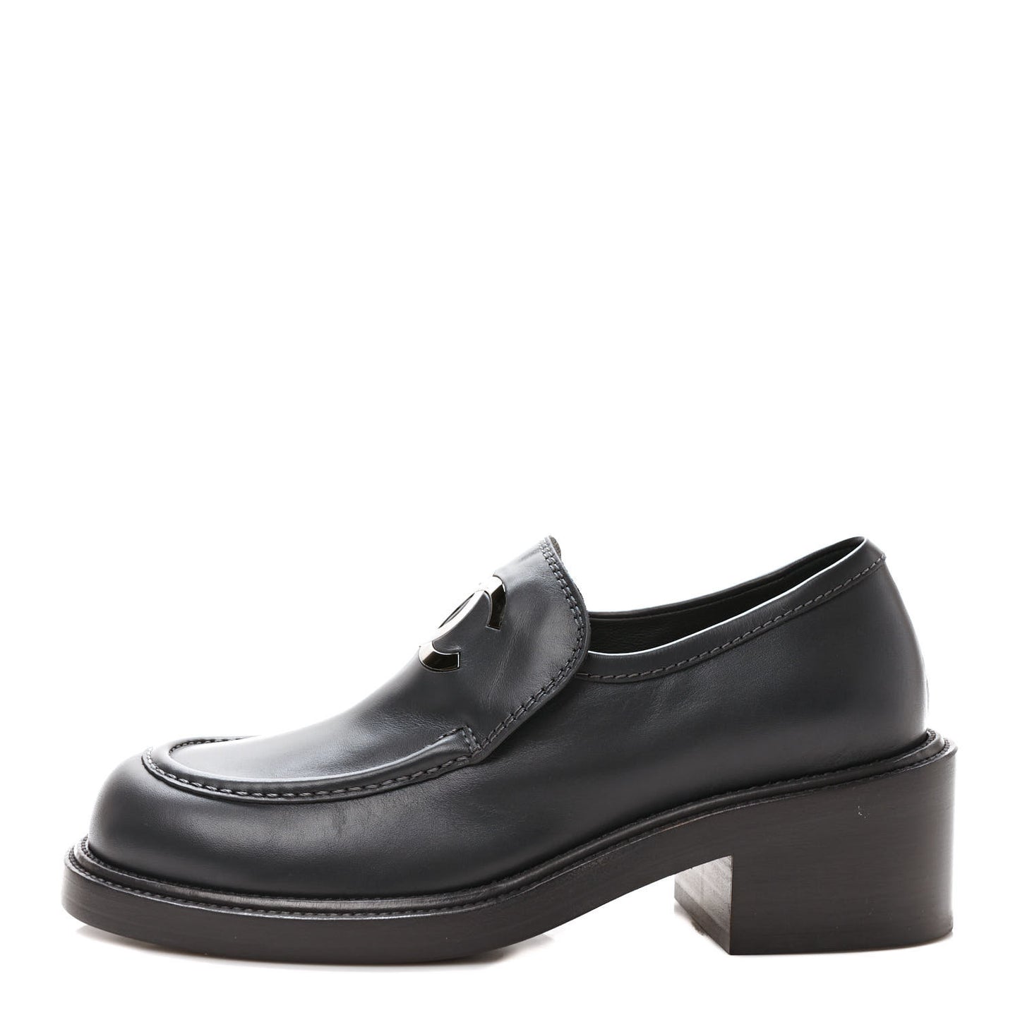 Calfskin CC Platform Loafers 38 Grey