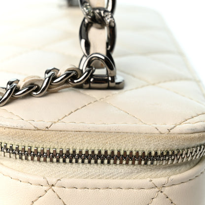 Chanel Lambskin Quilted Crystal Links Top Handle Vanity Case With Chain White 11 of 12
