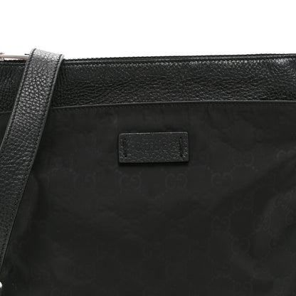Gucci Nylon Monogram Dollar Calfskin Flat Messenger Bag Black 9 of 11