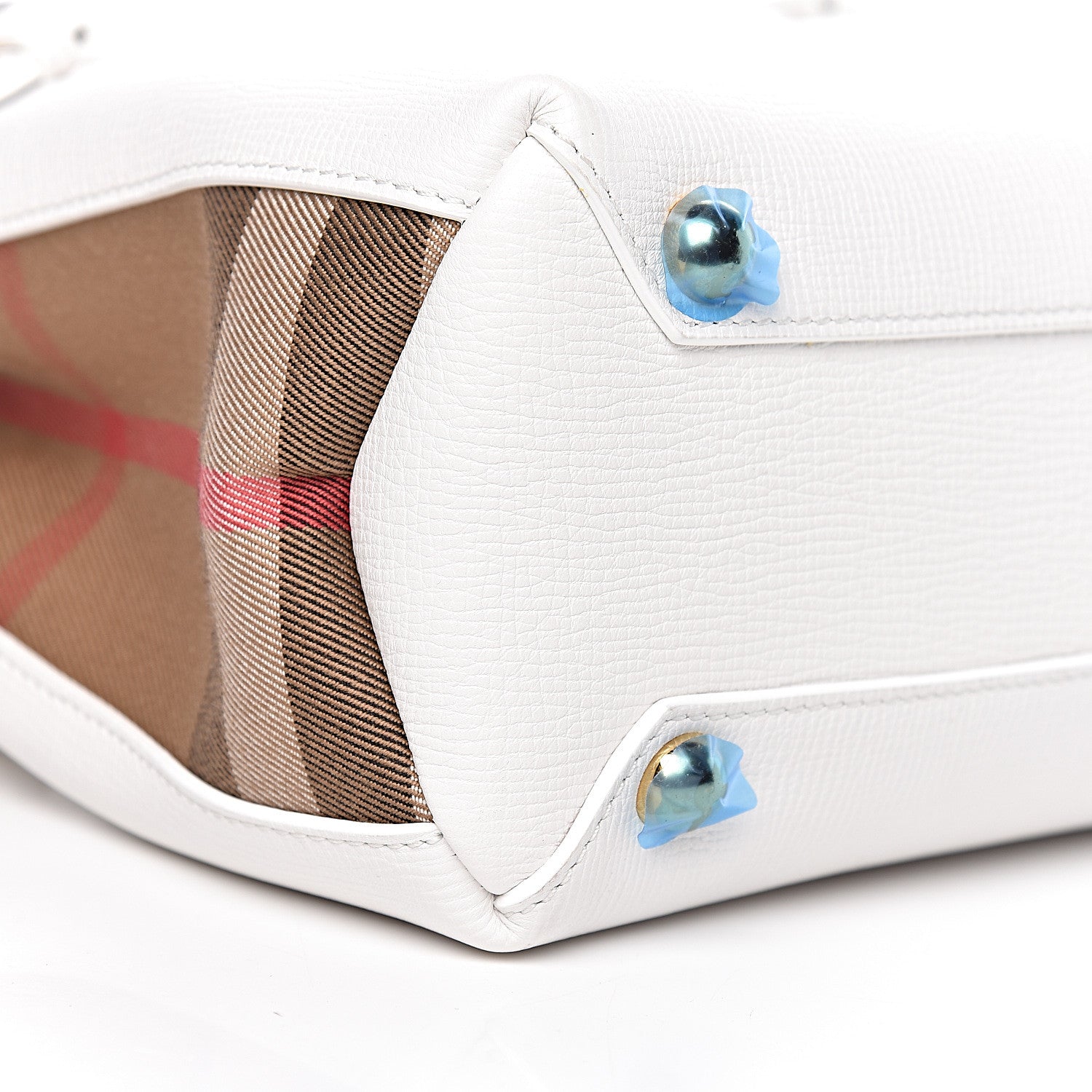 Burberry Grainy Calfskin House Check Small Banner Tote Chalk White 8 of 10
