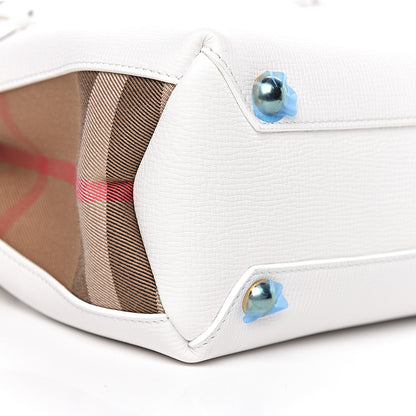 Burberry Grainy Calfskin House Check Small Banner Tote Chalk White 8 of 10