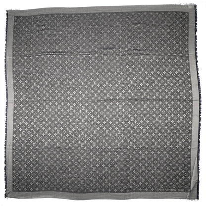 Louis Vuitton Silk Wool Monogram Denim Shawl Black 3 of 5