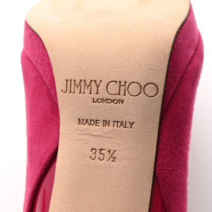 Jimmy Choo Suede Patent Calfskin Rudy Pumps 35.5 Raspberry 7 of 9