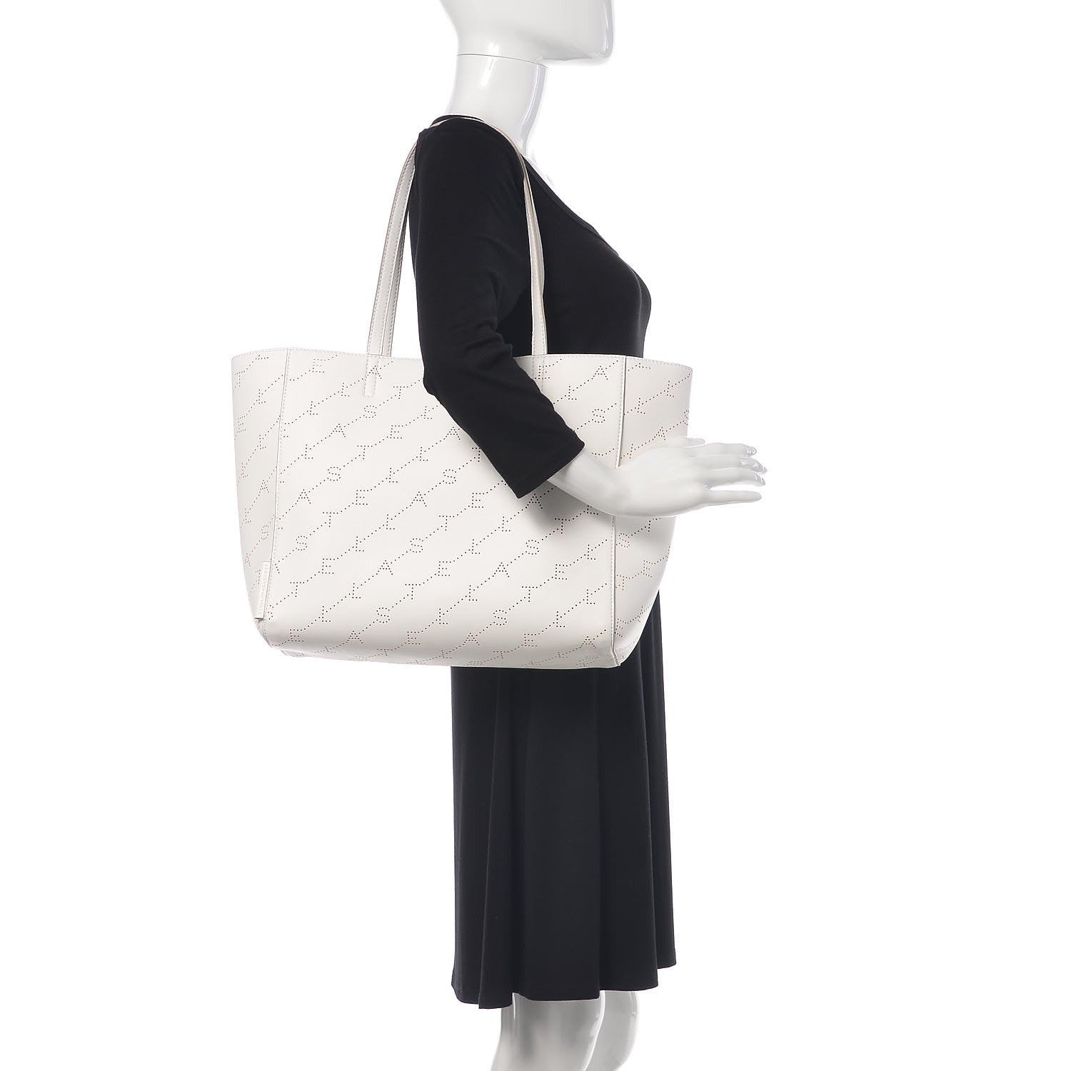 Stella McCartney Eco Alter Nappa Perforated Logo Tote Optical White 2 of 8