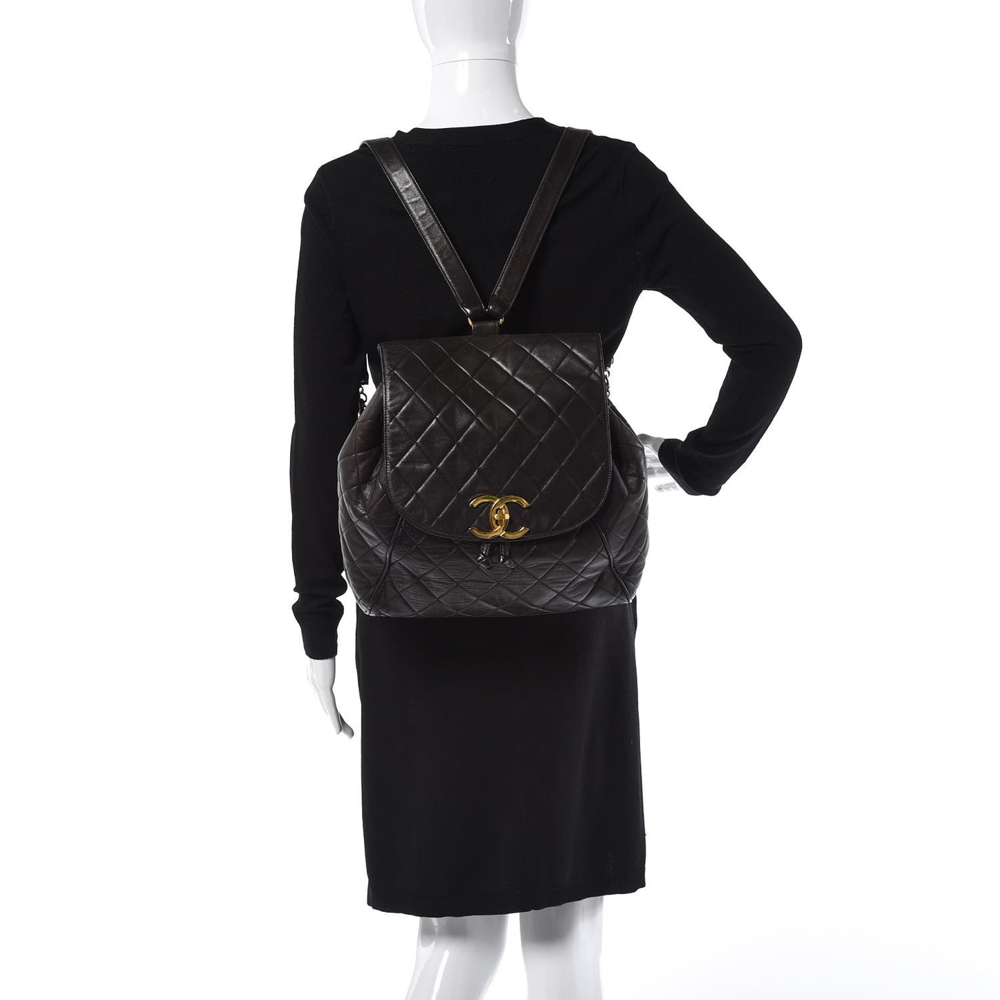 Lambskin Quilted Backpack Black