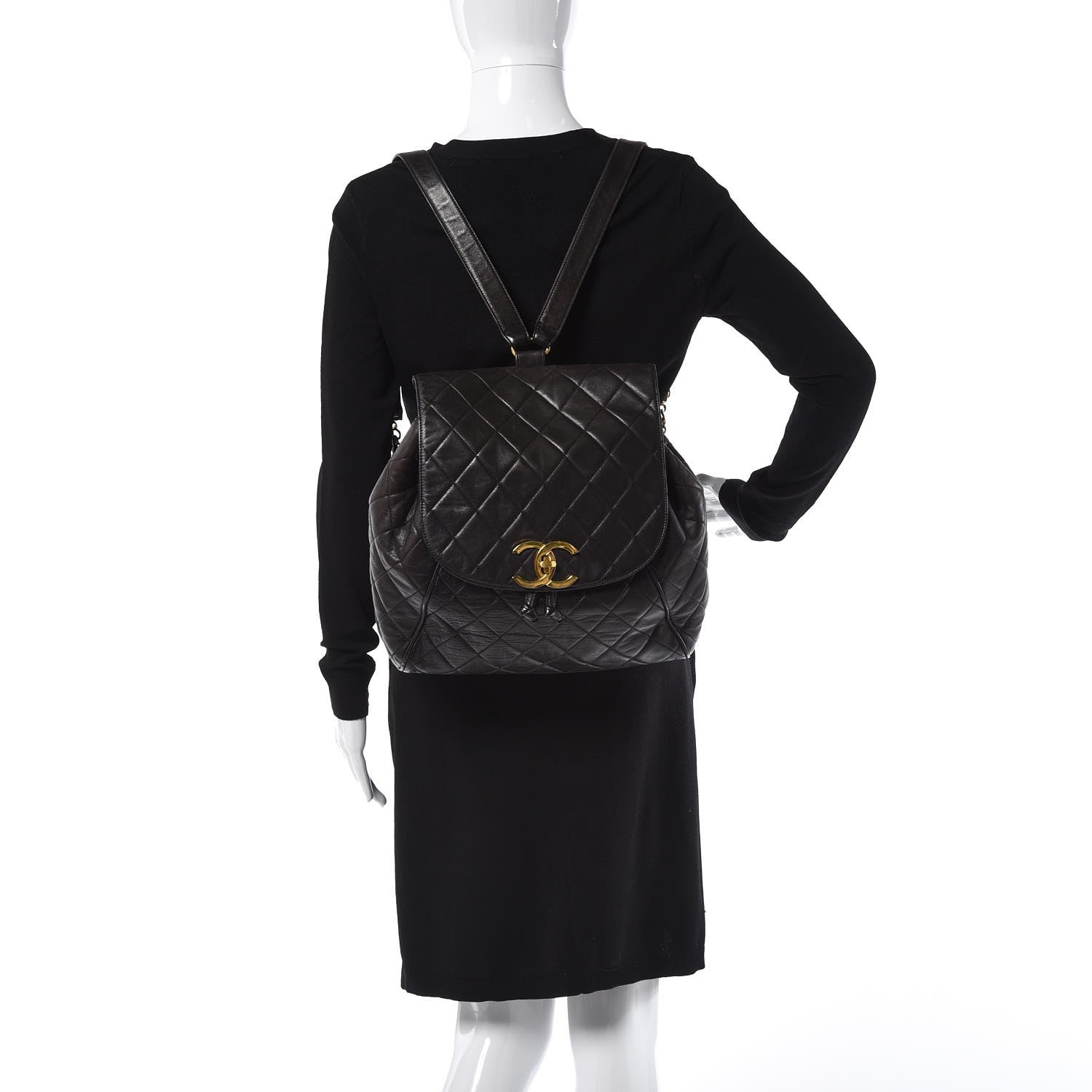 Chanel Lambskin Quilted Backpack Black 2 of 9