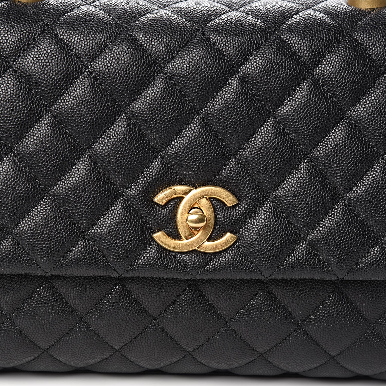 Chanel Caviar Lizard Embossed Quilted Small Coco Handle Flap Black 10 of 11