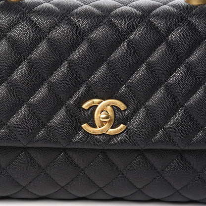 Chanel Caviar Lizard Embossed Quilted Small Coco Handle Flap Black 10 of 11