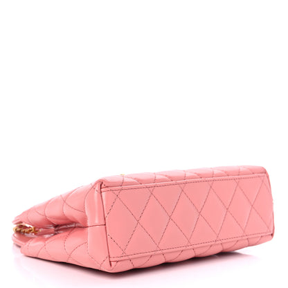 Chanel Shiny Aged Calfskin Quilted Nano Kelly Shopper Coral Pink 4 of 9