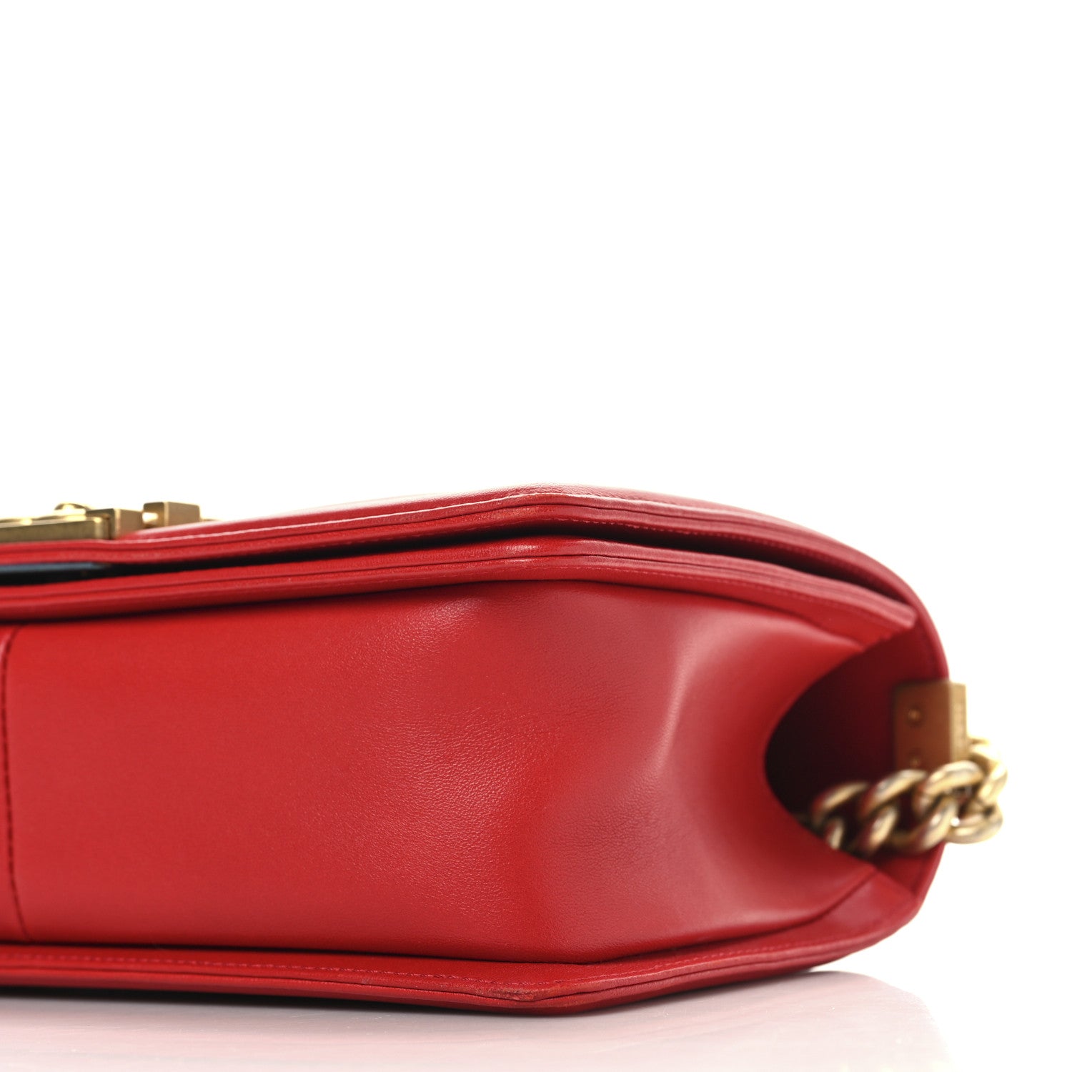 Chanel Lambskin Chevron Chain Stitched Medium Boy Flap Red 10 of 10