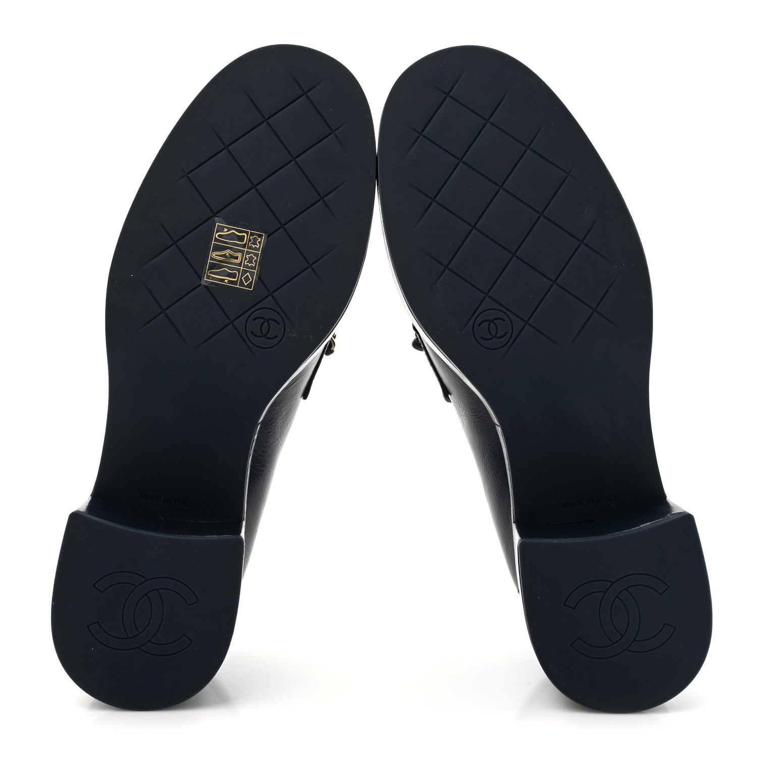 Chanel Shiny Calfskin Logo Platform  Loafers 36.5 Dark Blue 6 of 9